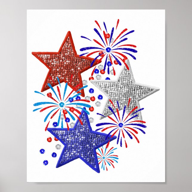 Mädchen 4. Juli Frauen Red White Blue Star Amerika Poster (Vorne)