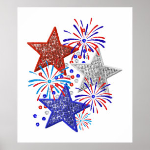 Mädchen 4. Juli Frauen Red White Blue Star Amerika Poster