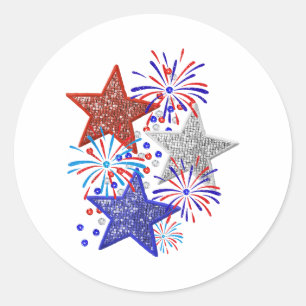 Mädchen 4. Juli Frauen Red White Blue Star Amerika Runder Aufkleber