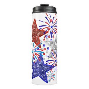 Mädchen 4. Juli Frauen Red White Blue Star Amerika Thermosbecher
