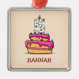 Mädchen 5. Geburtstag, 5 auf Sweet Pink Cake Ornament Aus Metall