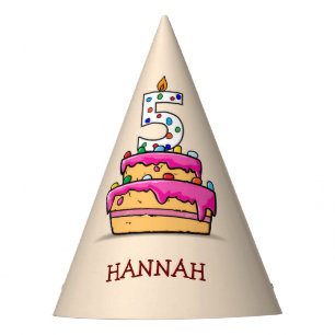 Mädchen 5. Geburtstag, 5 auf Sweet Pink Cake Partyhütchen