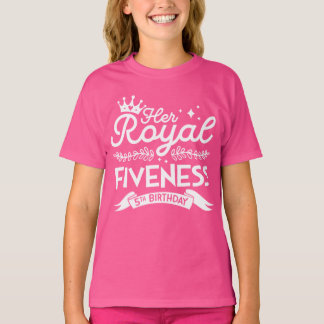 Mädchen 5. Geburtstag Ihre königliche 5-jährige Le T-Shirt