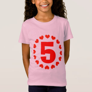 Mädchen 5. Geburtstag Shirt Nummer fünf mit Herz