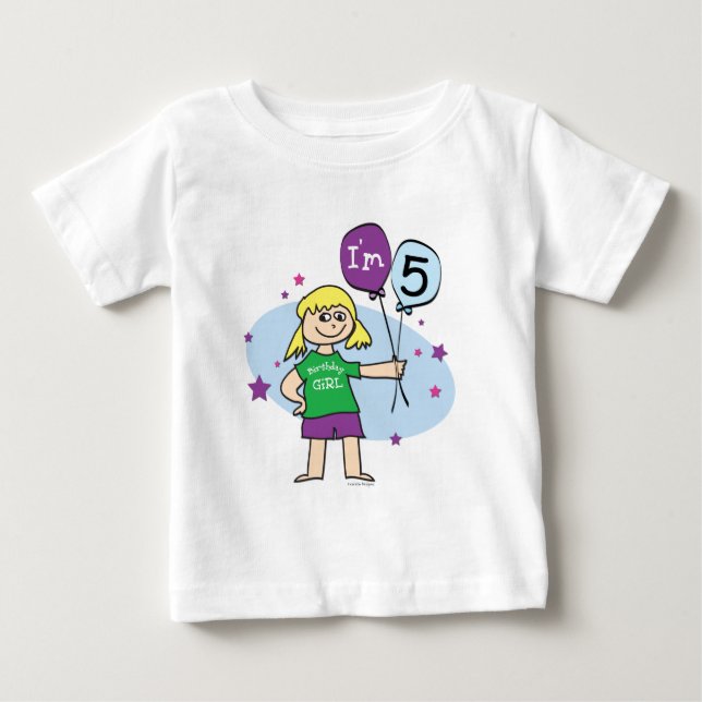 Mädchen 5. Geburtstag T - Shirt (Vorderseite)