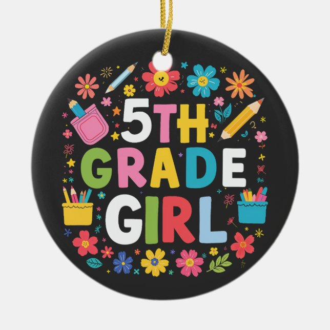 Mädchen 5. Klasse Mädchen Fünfte Klasse zurück zur Keramik Ornament (Vorne)