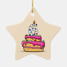 Mädchen 6. Geburtstag, 6. auf Sweet Pink Cake Keramik Ornament