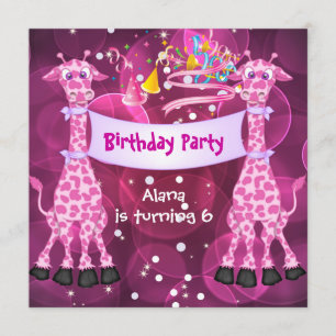 Mädchen 6. Geburtstagsfeier Rosa Giraffe Kinder Ki Einladung