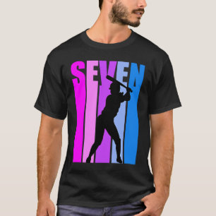 Mädchen 7. Baseball Geburtstag Pink Softball Sport T-Shirt