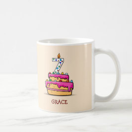 Mädchen 7. Geburtstag, 7. auf Sweet Pink Cake Kaffeetasse