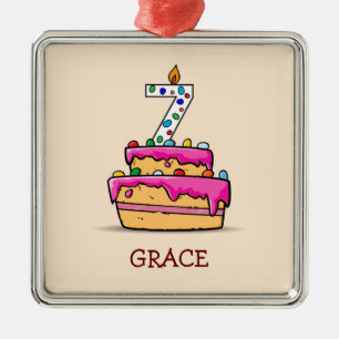 Mädchen 7. Geburtstag, 7. Geburtstag, auf Sweet Pi Ornament Aus Metall