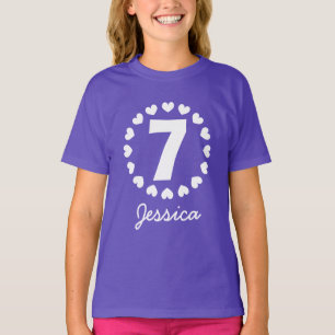 Mädchen 7. Geburtstag Shirt Siebenjährig mit H