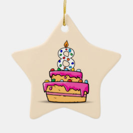 Mädchen 8. Geburtstag, 8. auf Sweet Pink Cake Keramik Ornament