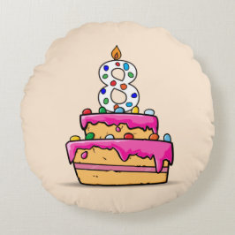 Mädchen 8. Geburtstag, 8. auf Sweet Pink Cake Rundes Kissen