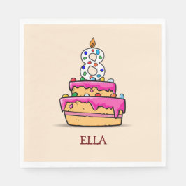 Mädchen 8. Geburtstag, 8. auf Sweet Pink Cake Serviette