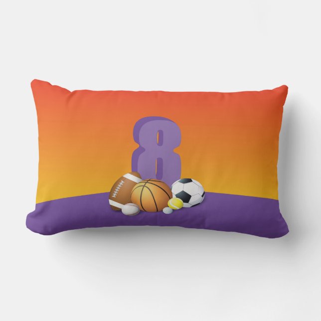 Mädchen 8. Geburtstag Sportbälle Lendenkissen (Vorderseite)