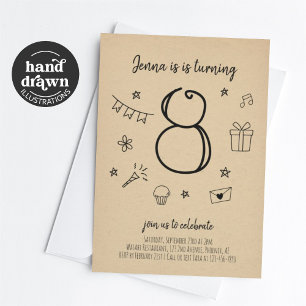 Mädchen 8. Geburtstagsparty Einladung