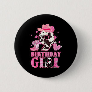 Mädchen 9. Geburtstag Rodeo Western Cowgirl Geburt Button