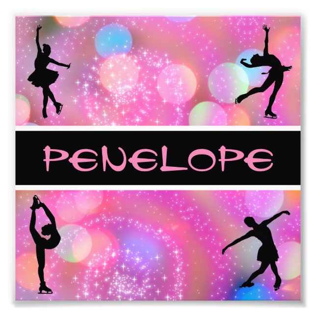 Mädchen Abbildung Skaten Personalisiert Fotodruck (Vorne)