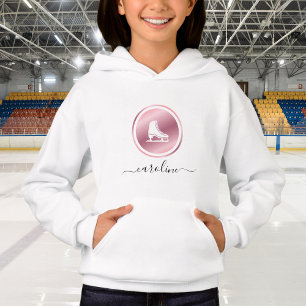 Mädchen Abbildung Skaten Rose Gold Ice Skate Name Hoodie