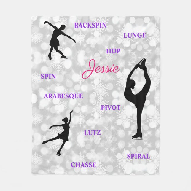 Mädchen Abbildung Skaten Typografie Snowflake Fleecedecke (Vorderseite)