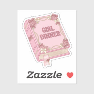 Mädchen-Abend-Pink-Coquette-Buch-Ästhetik-Cutes-Bu Aufkleber