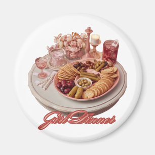 Mädchen-Abendessen Süße Snack-Platte Illustration Magnet