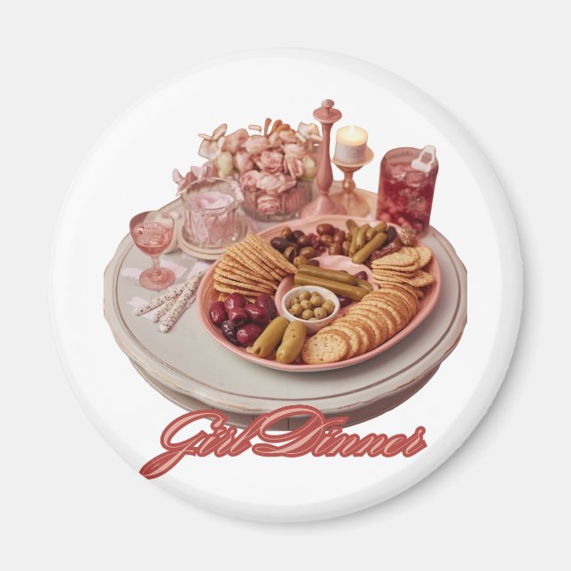 Mädchen-Abendessen Süße Snack-Platte Illustration  Magnet (Vorne)