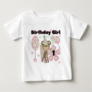 Mädchen-Affe mit Geschenk-1. Geburtstags-T-Shirts Baby T-shirt