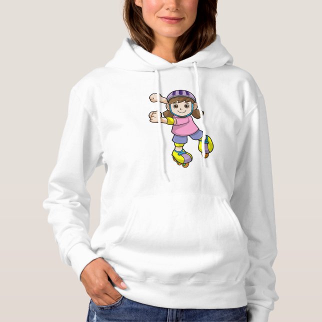 Mädchen als Skater mit Skaten & Helmet Hoodie (Vorderseite)