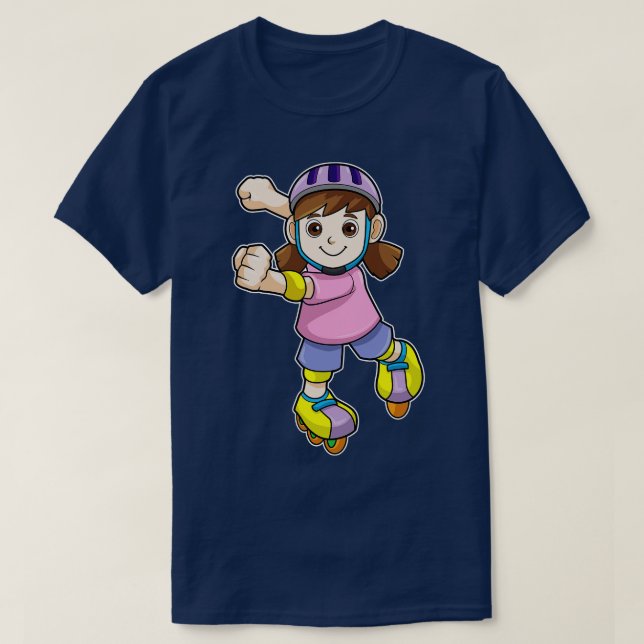 Mädchen als Skater mit Skaten Helmet T-Shirt (Design vorne)