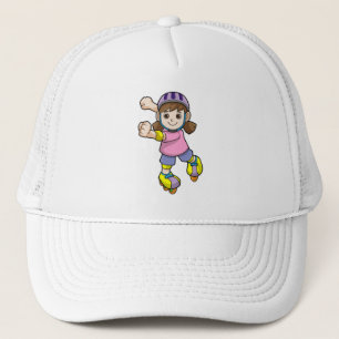 Mädchen als Skater mit Skaten & Helmet Truckerkappe