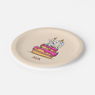 Mädchen am 10. Geburtstag, 10 auf Sweet Pink Cake Pappteller