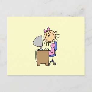 Mädchen am Computer Postkarte