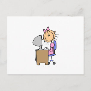 Mädchen am Computer Postkarte
