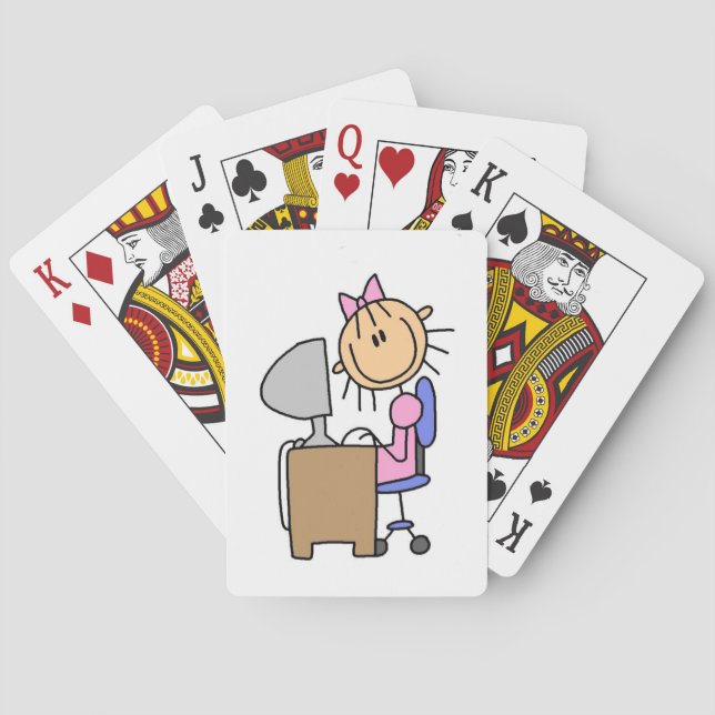 Mädchen am Computer Spielkarten (Rückseite)