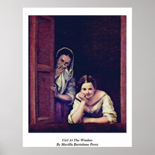 Mädchen am Fenster durch Murillo Bartolome Perez Poster