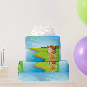 Mädchen am Fluss Geschenkpapier