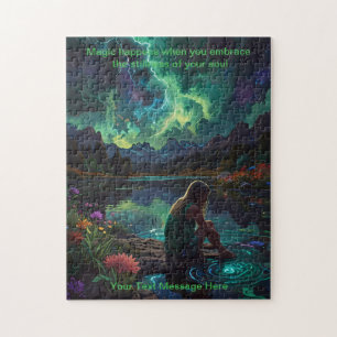 Mädchen am Fluss in der stillen Zeit Puzzle
