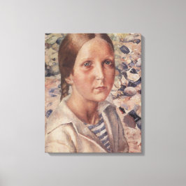 Mädchen am Kiesstrand Leinwanddruck