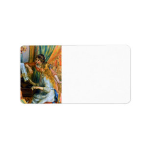Mädchen am Klavier durch Pierre Renoir Adressaufkleber
