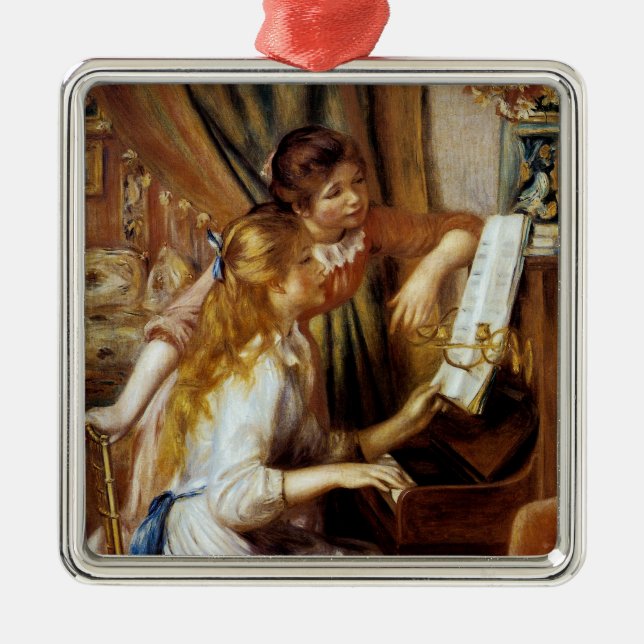 Mädchen am Klavier Ornament Aus Metall (Vorne)