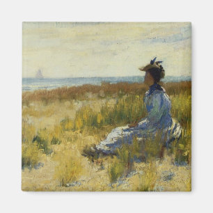 Mädchen am Meer sitzend Magnet
