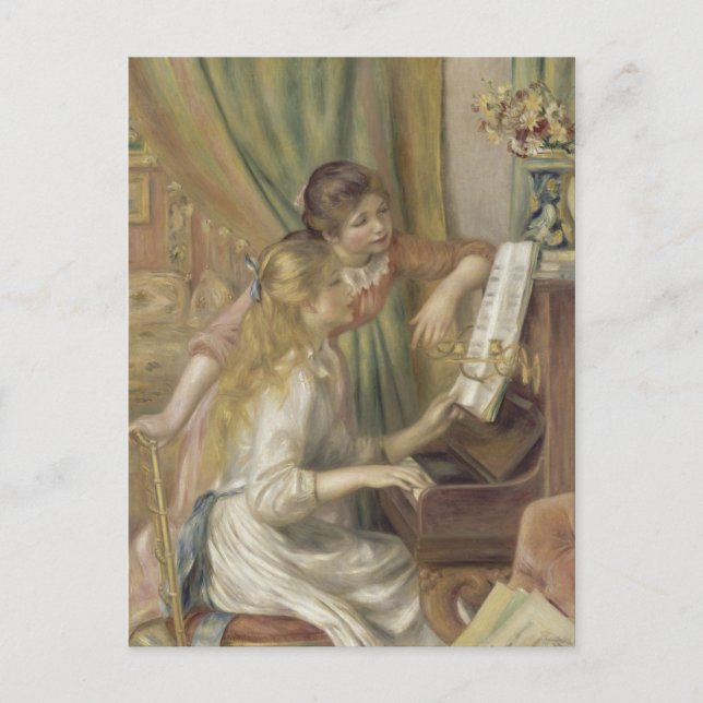Mädchen am Piano Renoir Impressionist Malerei Postkarte (Vorderseite)