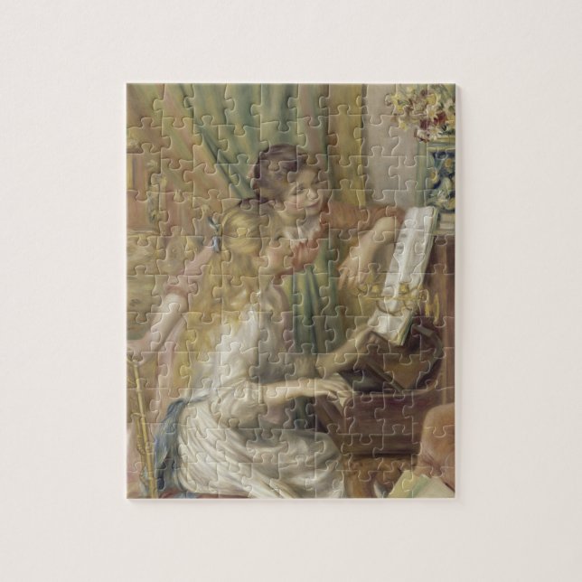 Mädchen am Piano Renoir Impressionist Malerei Puzzle (Vertikal)