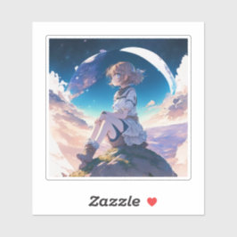 Mädchen am Rande des Raumes Aufkleber