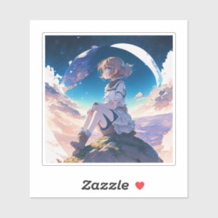 Mädchen am Rande des Raumes Aufkleber