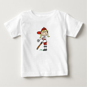 Mädchen am Schlag Stockfigur Baseball-Geschenke Baby T-shirt
