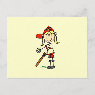 Mädchen am Schlag Stockfigur Baseball-Geschenke Postkarte