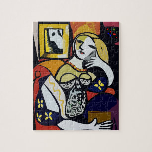 Mädchen am Telefon mit Blume Puzzle